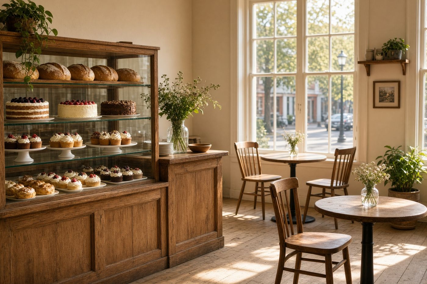 The bakery case at Faith Bakery and Cafe